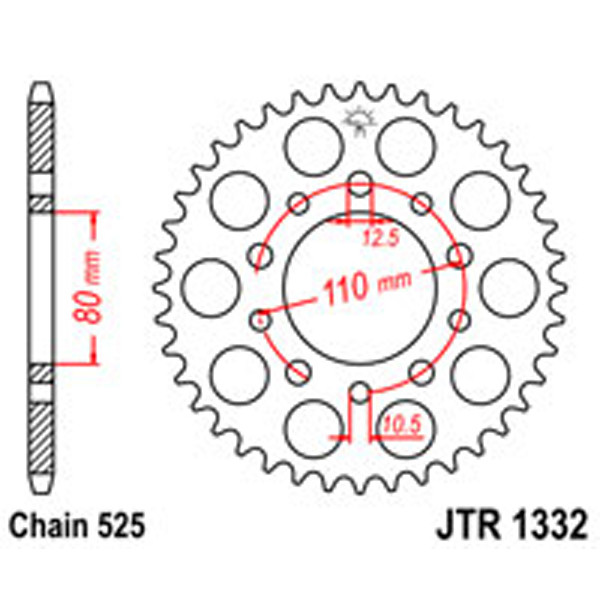 JT JT Rear Sprockets R/W 1332/332/344-40 HON DUAL COMBINATION (4350)